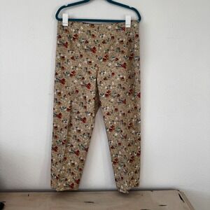 Willis Smith Stretch Floral Print Casual Pants Women's‎ Size 14 Beige Red Blue